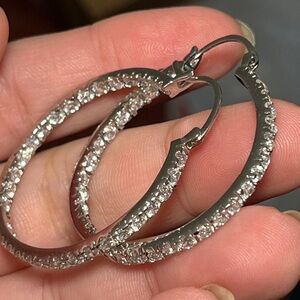 Sparkling Silver Hoop Earrings